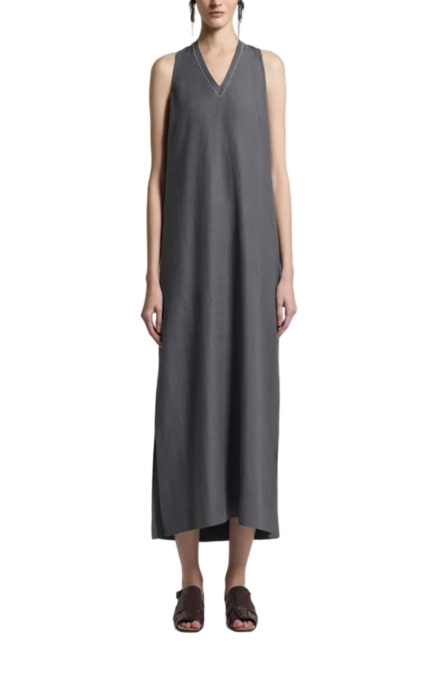 Cargar imagen en el visor de la galería, Long pure linen dress
