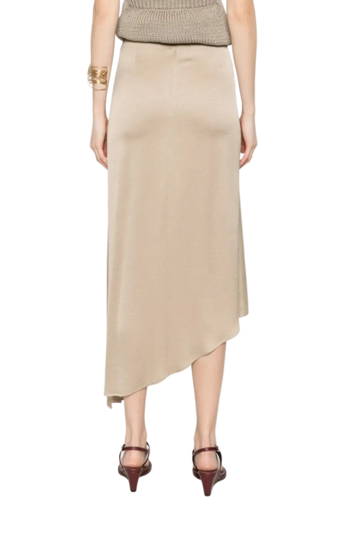 Load image into Gallery viewer, Asymmetric-hem midi skirt