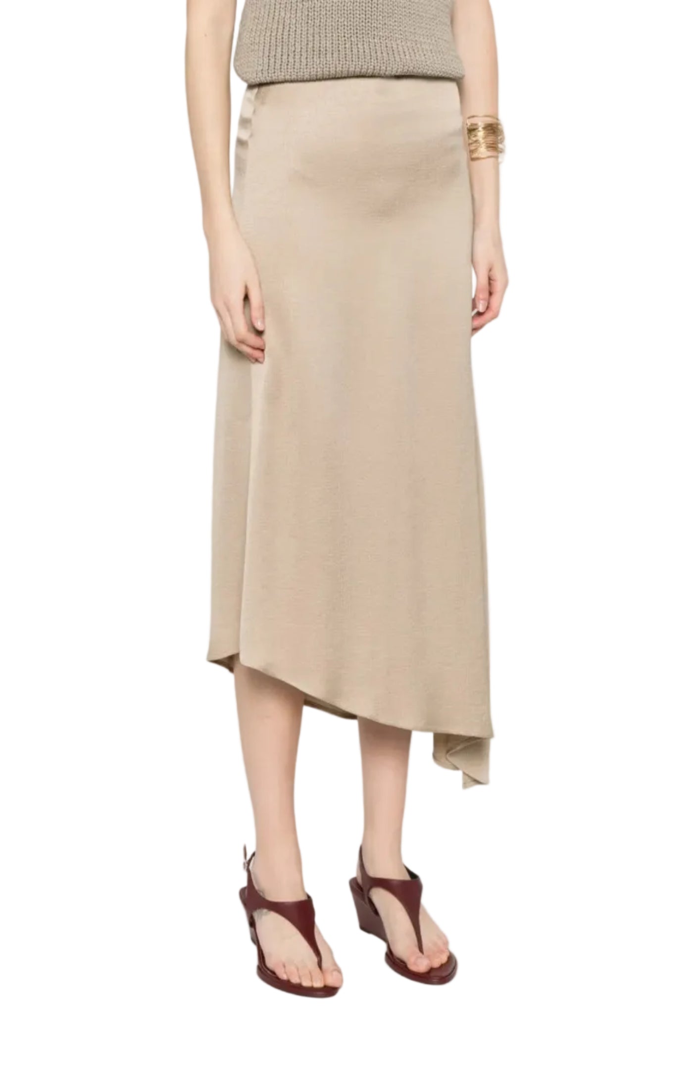 Load image into Gallery viewer, Asymmetric-hem midi skirt
