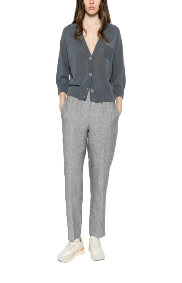Load image into Gallery viewer, Elasticated-waistband tapered trousers