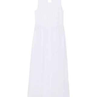 Pleated-bodice sleeveless dress