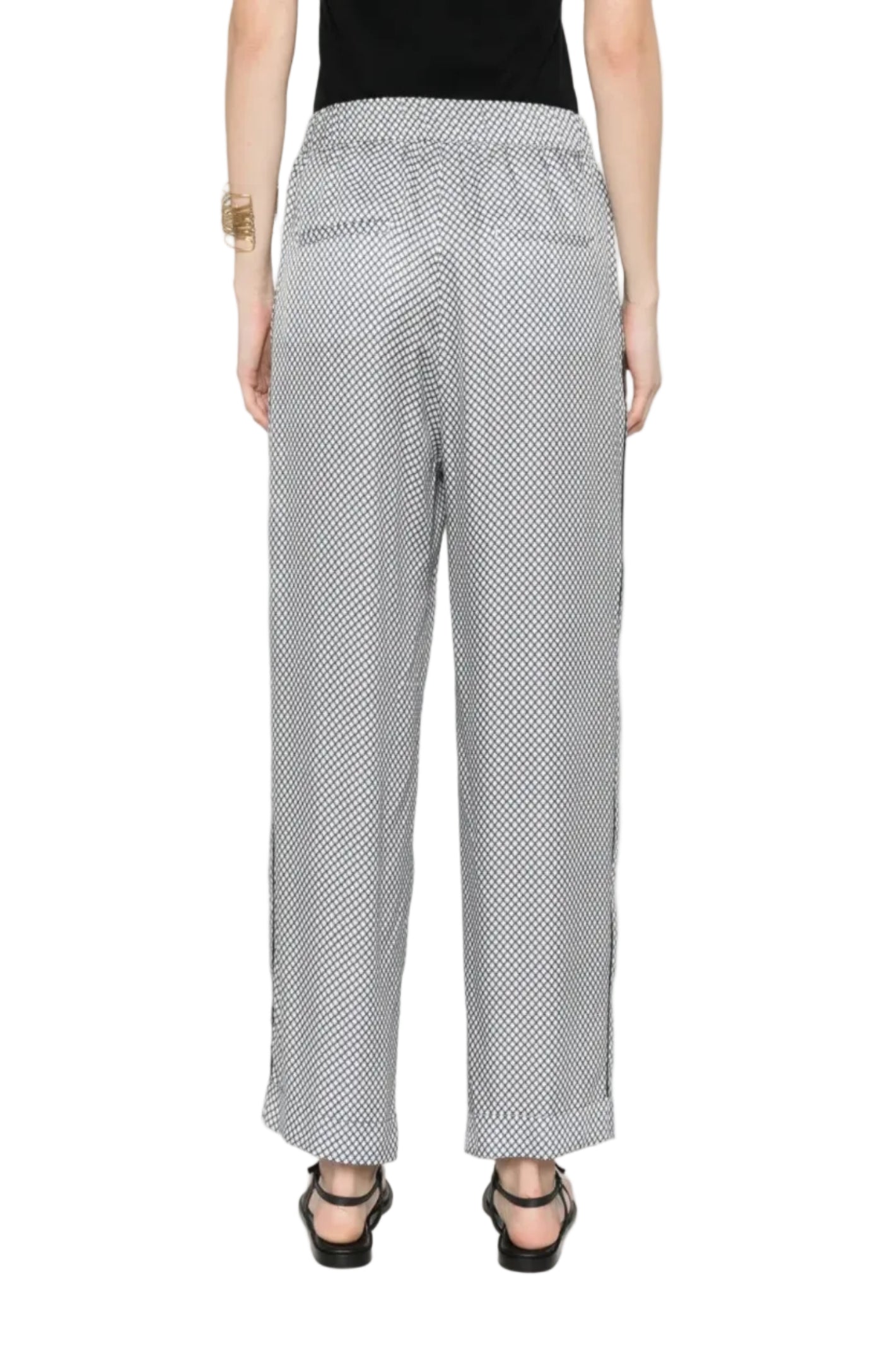 Cargar imagen en el visor de la galería, Geometric-print piping-detail trousers