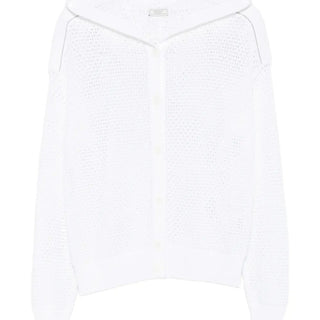 Open-knit hooded cardigan