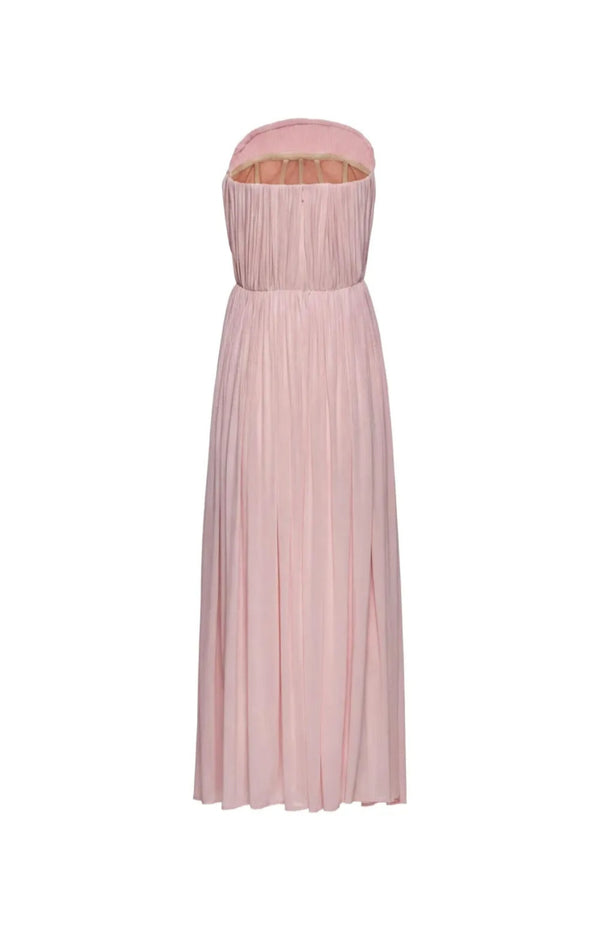 Load image into Gallery viewer, Strapless pleated corset dress in pink