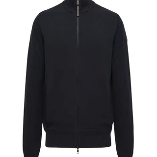 High-collar zip-up cardigan