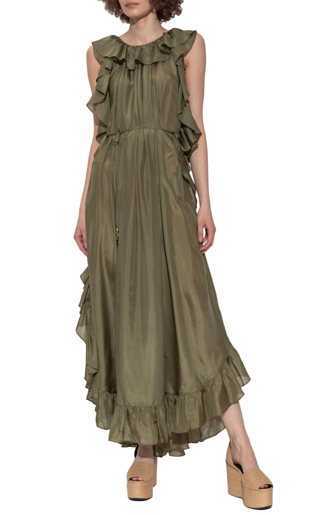 Load image into Gallery viewer, Green silk dress