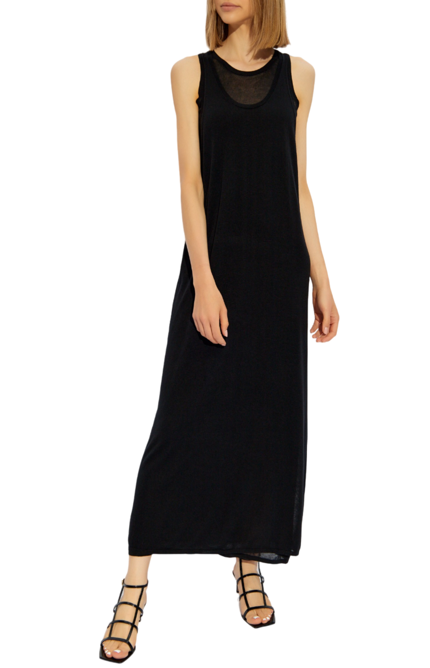Cargar imagen en el visor de la galería, Layered knit tank dress black