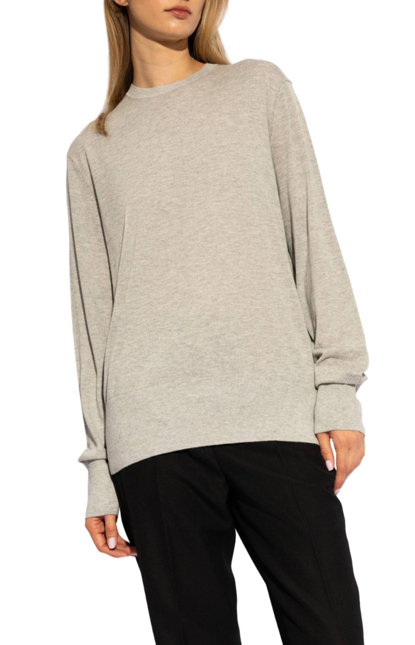 Cargar imagen en el visor de la galería, Crew-neck silk-blend knit grey