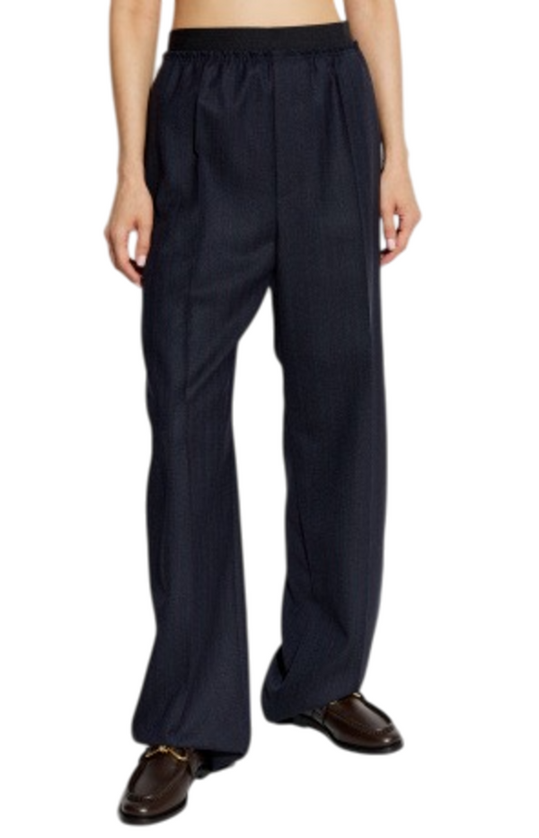 Load image into Gallery viewer, Navy blue striped pattern pants