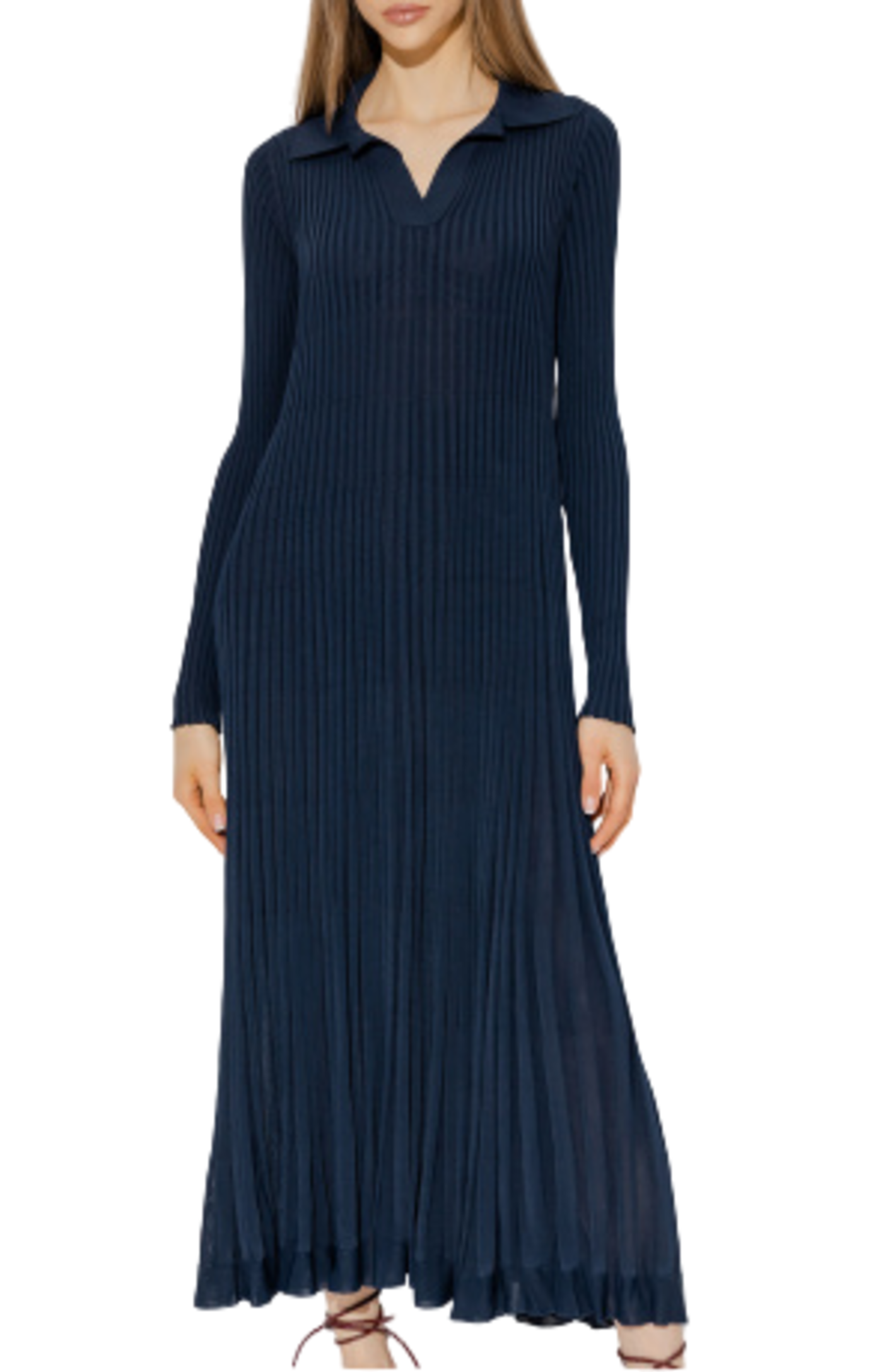 Cargar imagen en el visor de la galería, BV navy blue pleated dress
