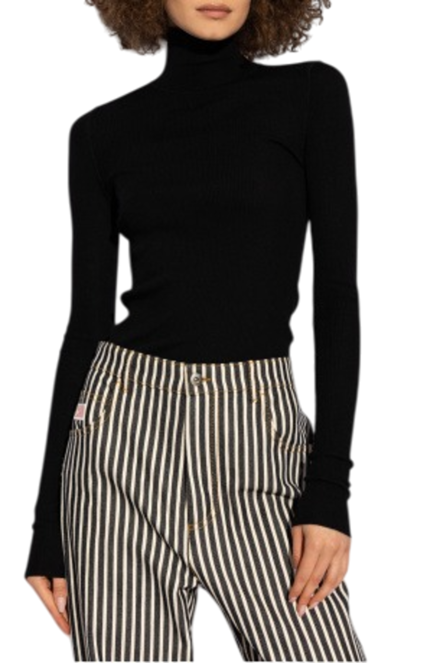 Cargar imagen en el visor de la galería, Black turtleneck wool sweater