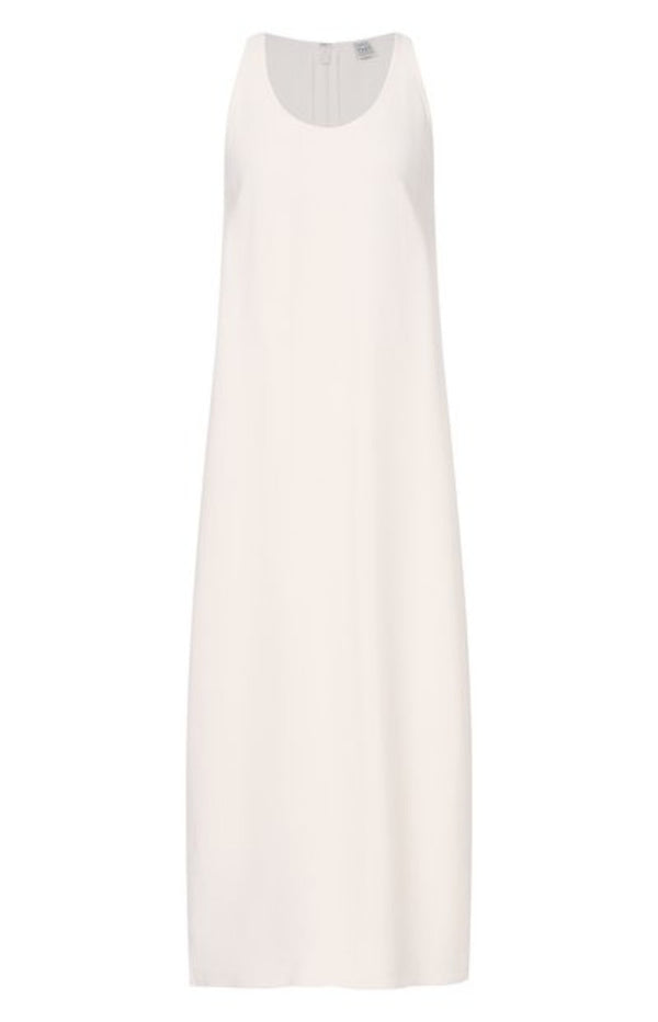 Load image into Gallery viewer, White Crewneck Viscose Dress
