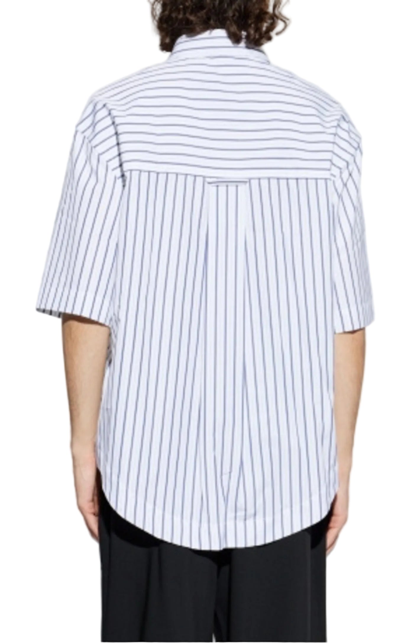 Cargar imagen en el visor de la galería, White Striped Cotton Short Sleeve Ami De Coeur Wide Shirt
