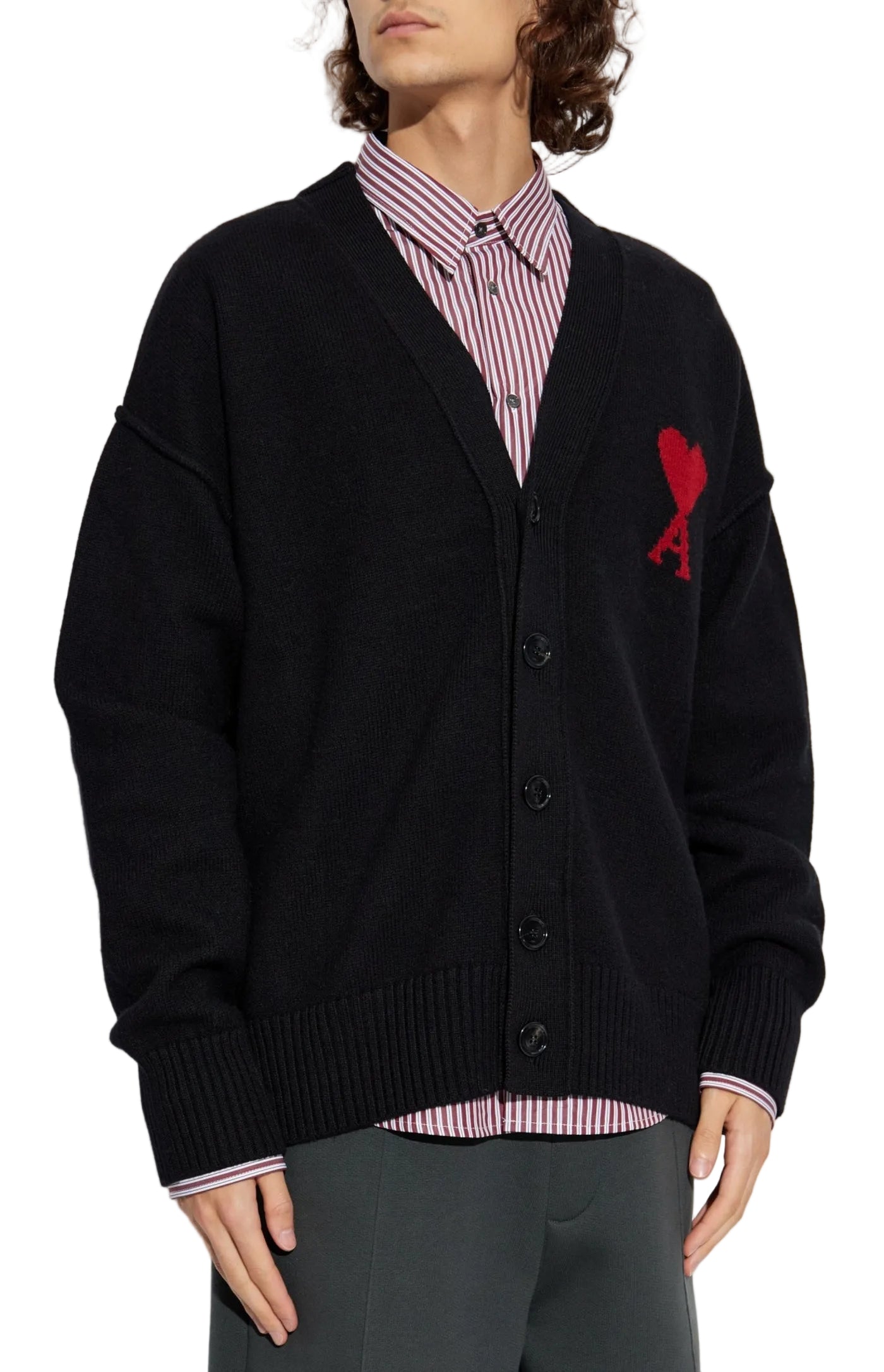 Load image into Gallery viewer, Ami Alexandre Mattiussi BLACK Wool cardigan with logo