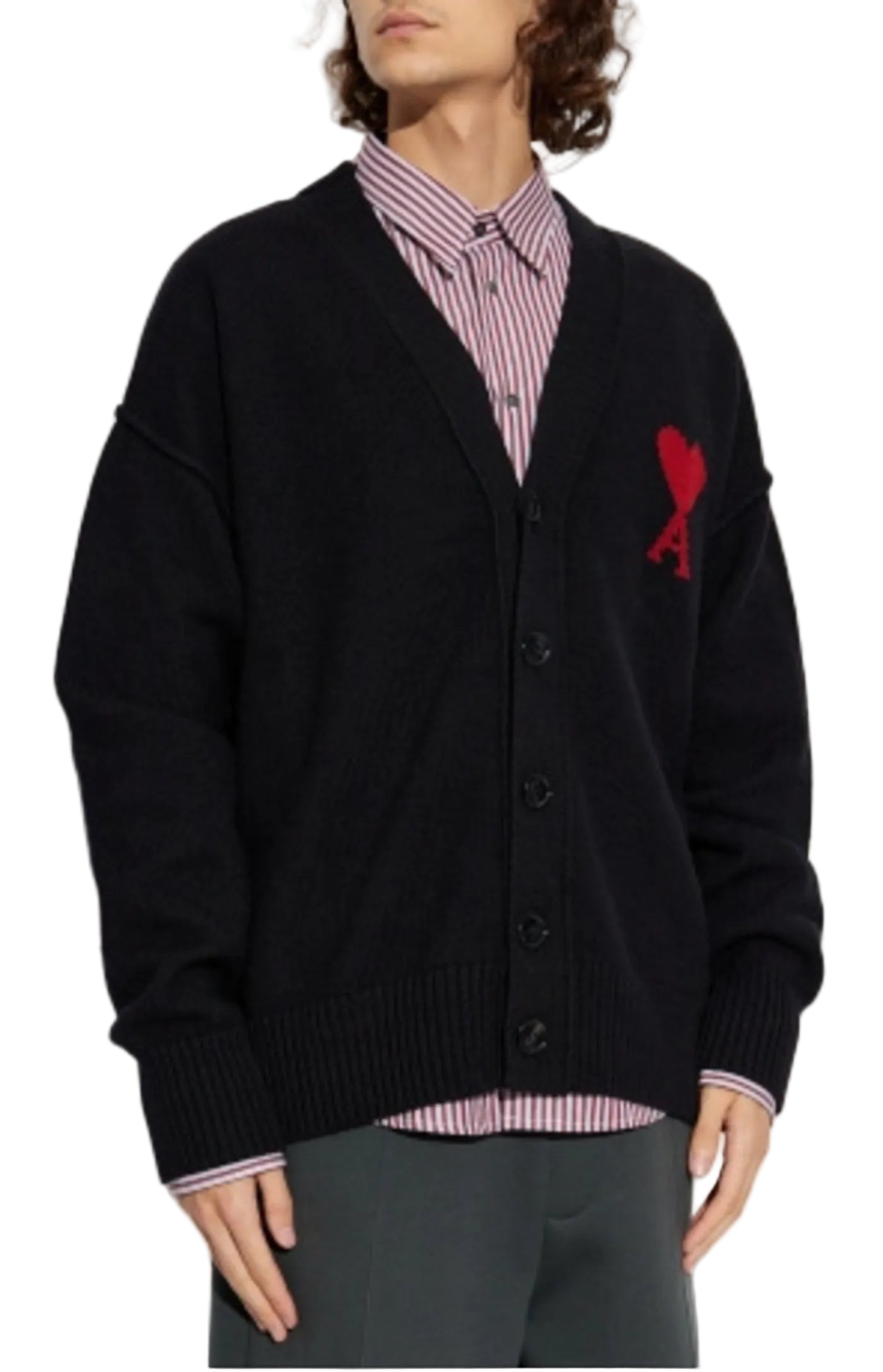 Cargar imagen en el visor de la galería, Ami Alexandre Mattiussi Black Wool cardigan with logo
