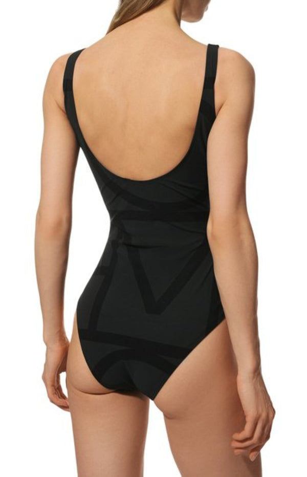 Load image into Gallery viewer, Black one-piece swimsuit