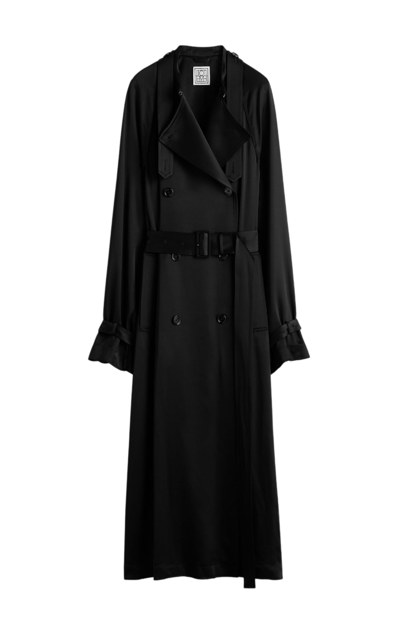 Cargar imagen en el visor de la galería, Draped satin trench black