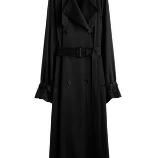 Draped satin trench black