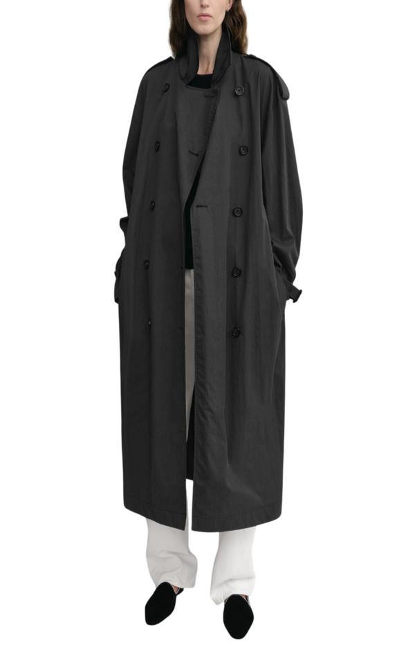 Load image into Gallery viewer, Crisp summer trench washed black