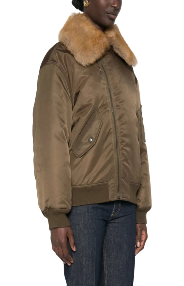 Load image into Gallery viewer, Shearling bomber jacket