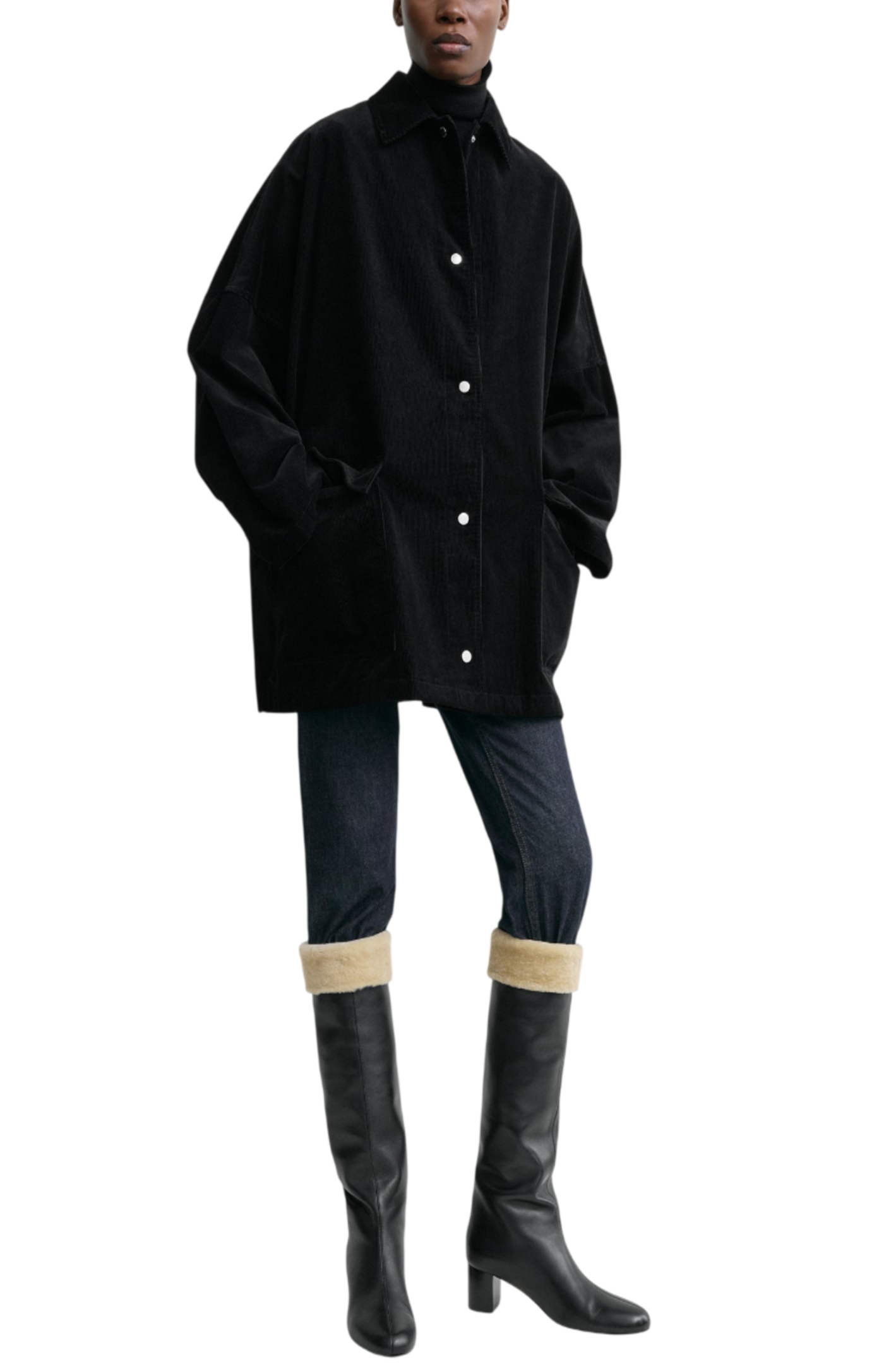 Cargar imagen en el visor de la galería, Cord overshirt jacket black