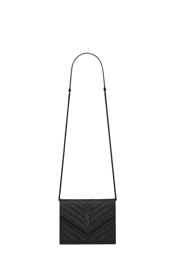 Charger l'image dans la galerie, CASSANDRE ENVELOPE CHAIN WALLET IN GRAIN DE POUDRE LEATHER