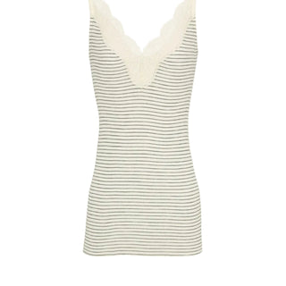 Laced tank top in ribbed wool and silk