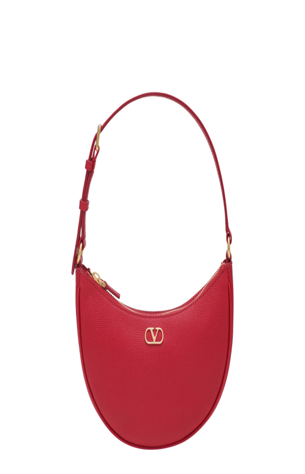 Load image into Gallery viewer, Red leather Vlogo Signature mini hobo bag
