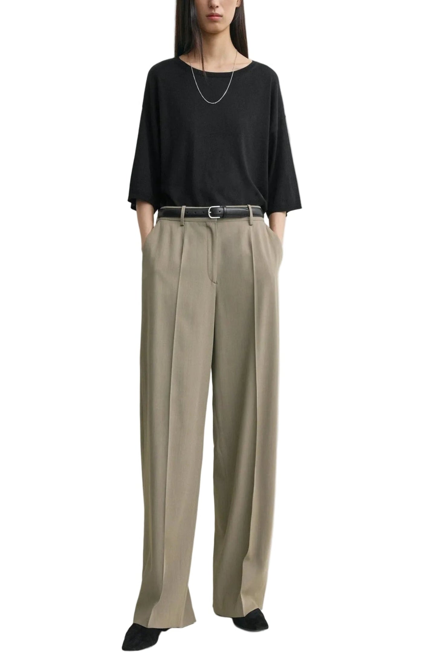 Cargar imagen en el visor de la galería, Wide fluid trousers taupe