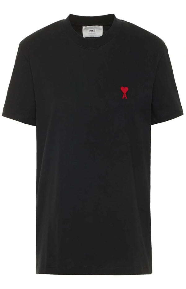 Load image into Gallery viewer, Black Cotton Red Ami De Coeur Tshirt