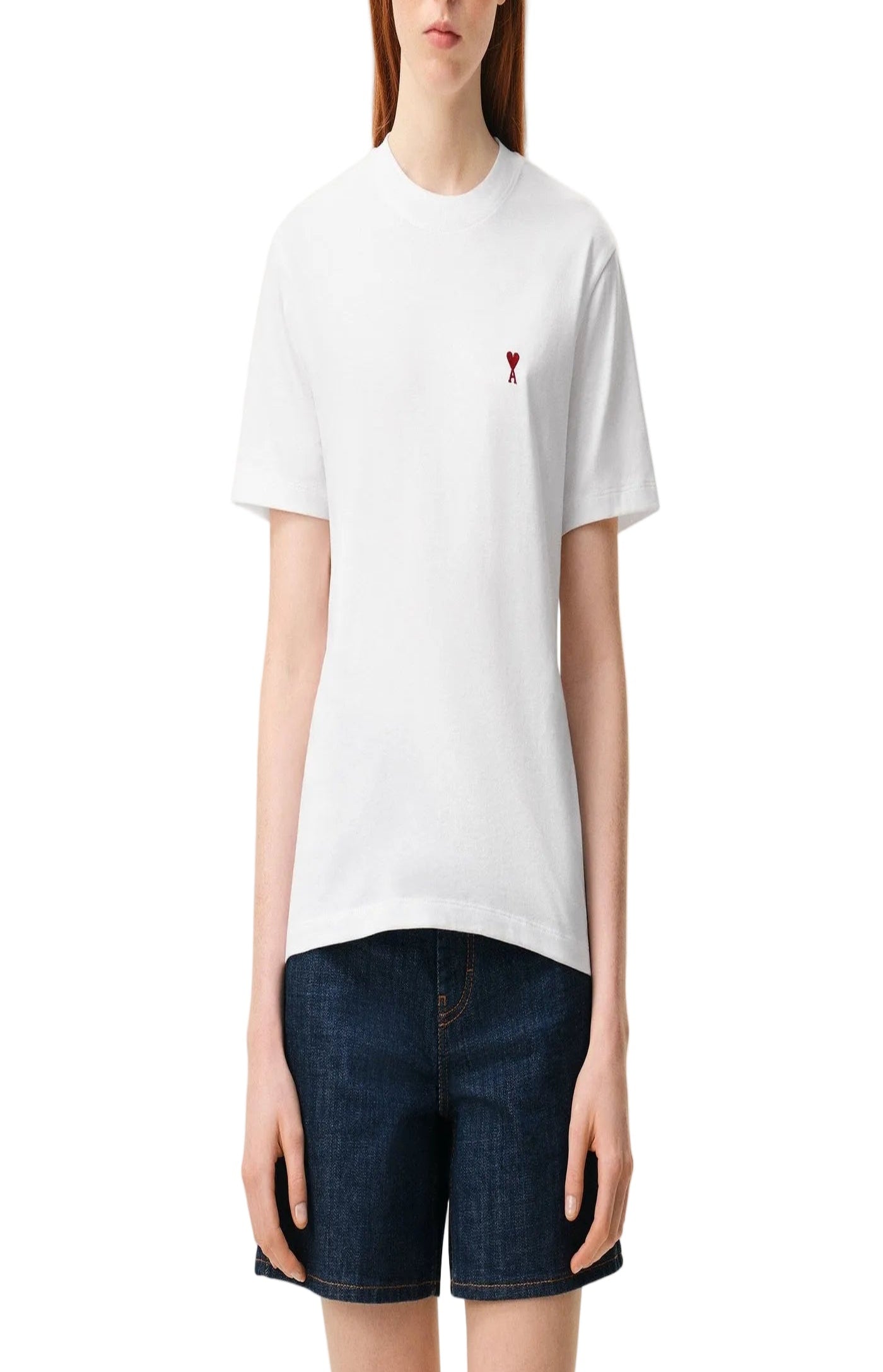 Load image into Gallery viewer, White Cotton Red Ami De Coeur Tshirt