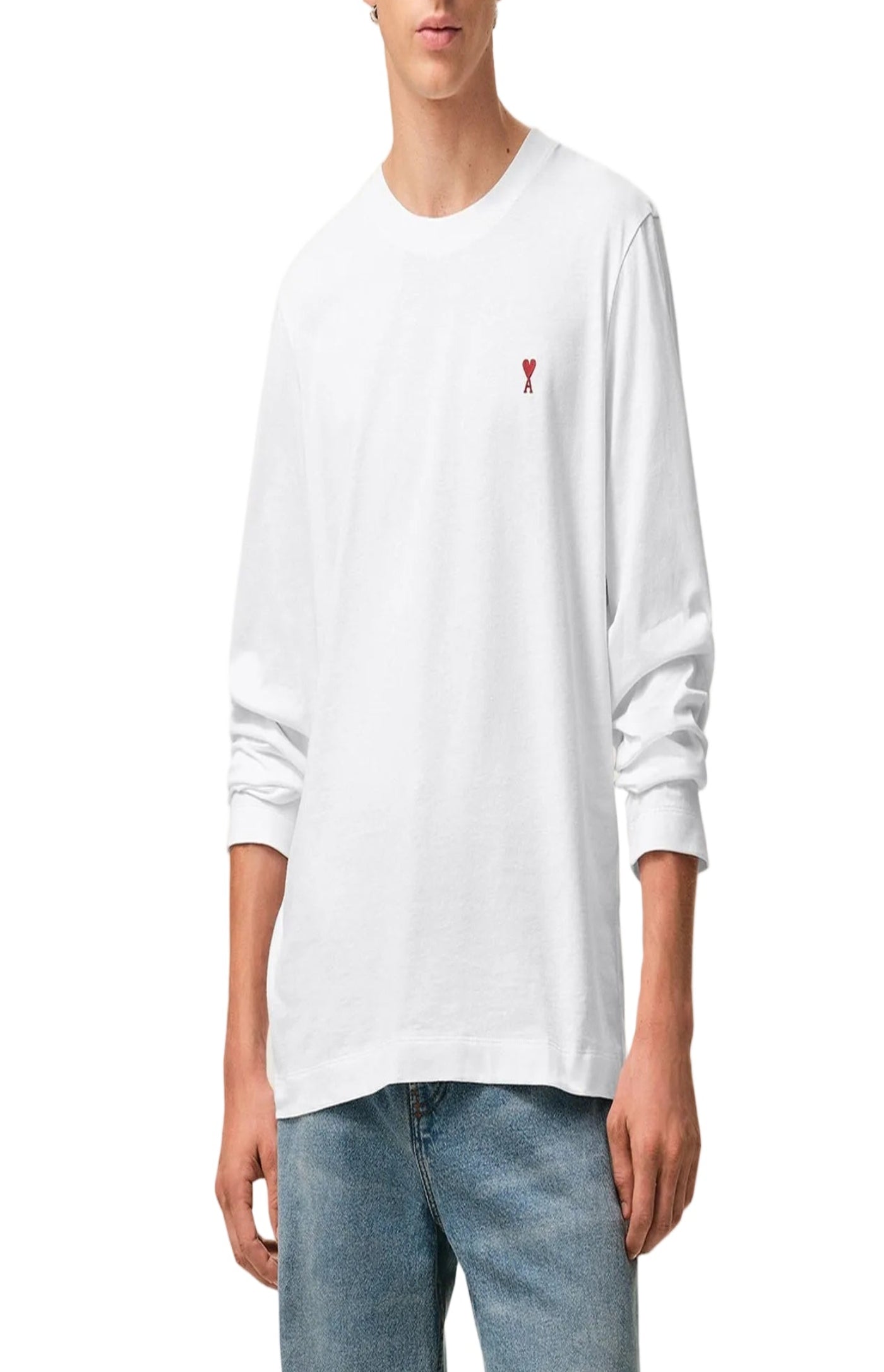 Cargar imagen en el visor de la galería, White Cotton Red Ami De Coeur Longlseeves Tshirt