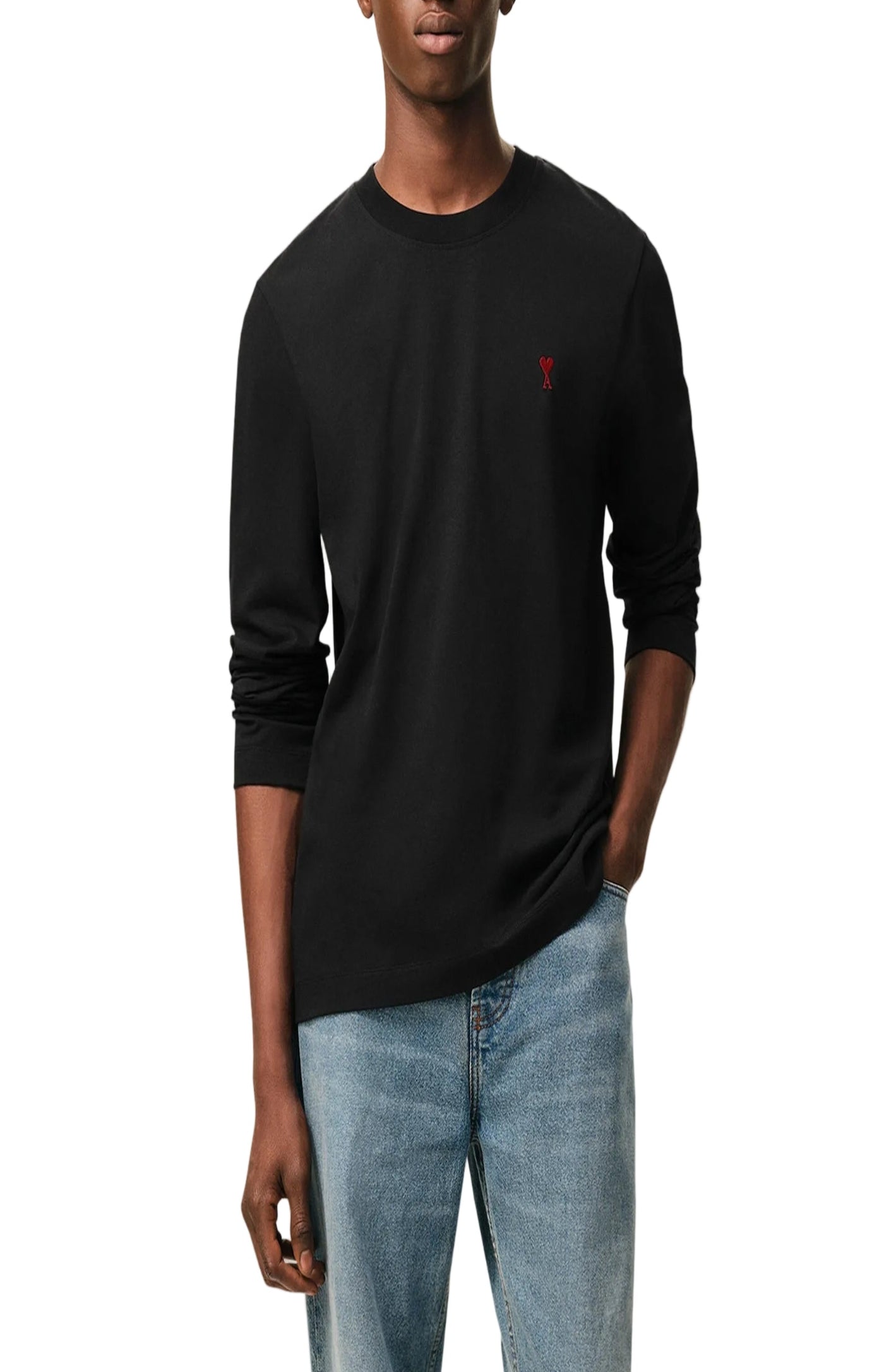 Cargar imagen en el visor de la galería, Black Cotton Red Ami De Coeur Longlseeves Tshirt