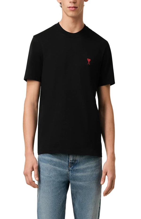 Load image into Gallery viewer, Black Cotton Red Ami De Coeur Tshirt