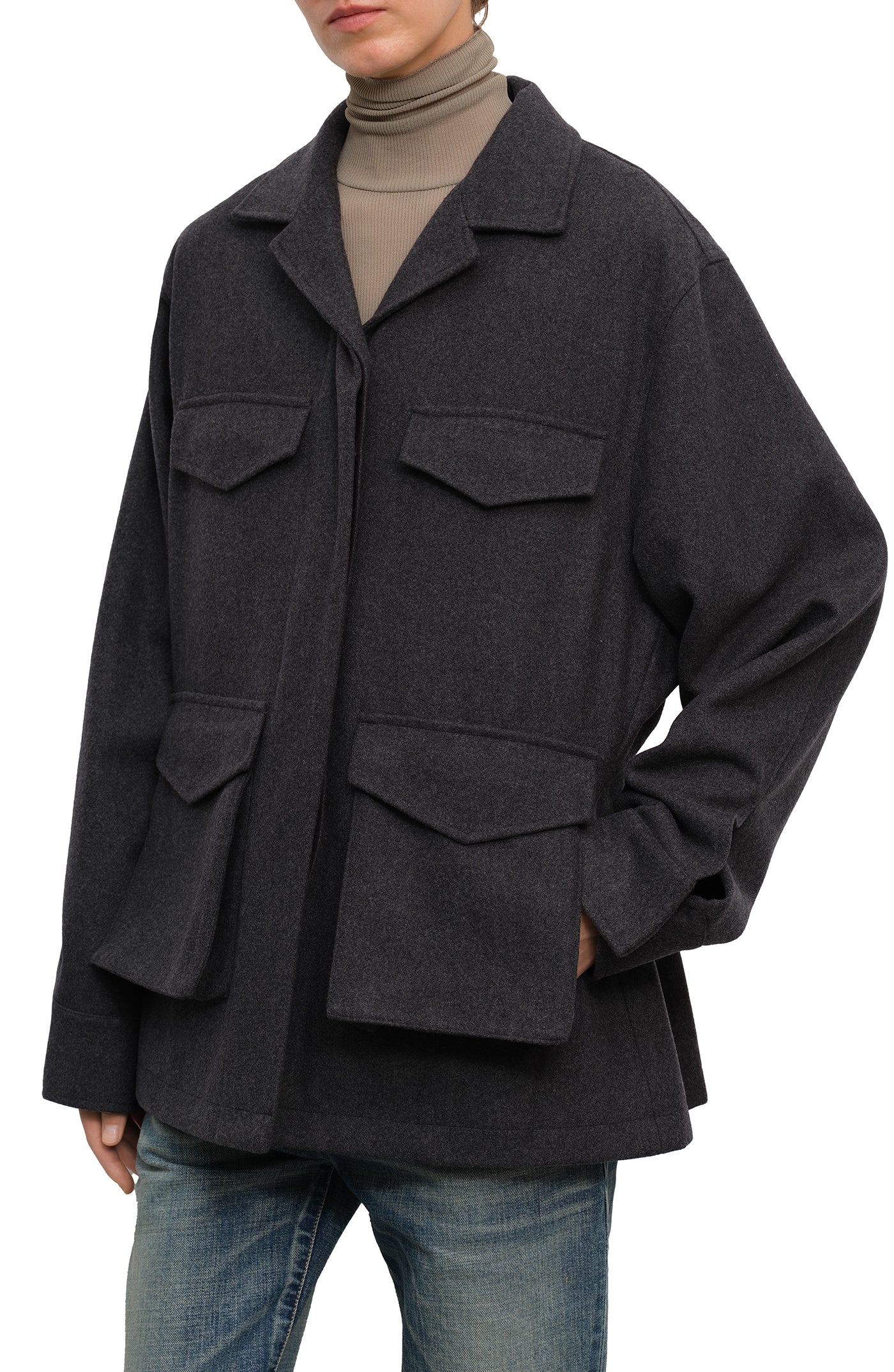 Cargar imagen en el visor de la galería, Toteme Felt Cargo Jacket Grey