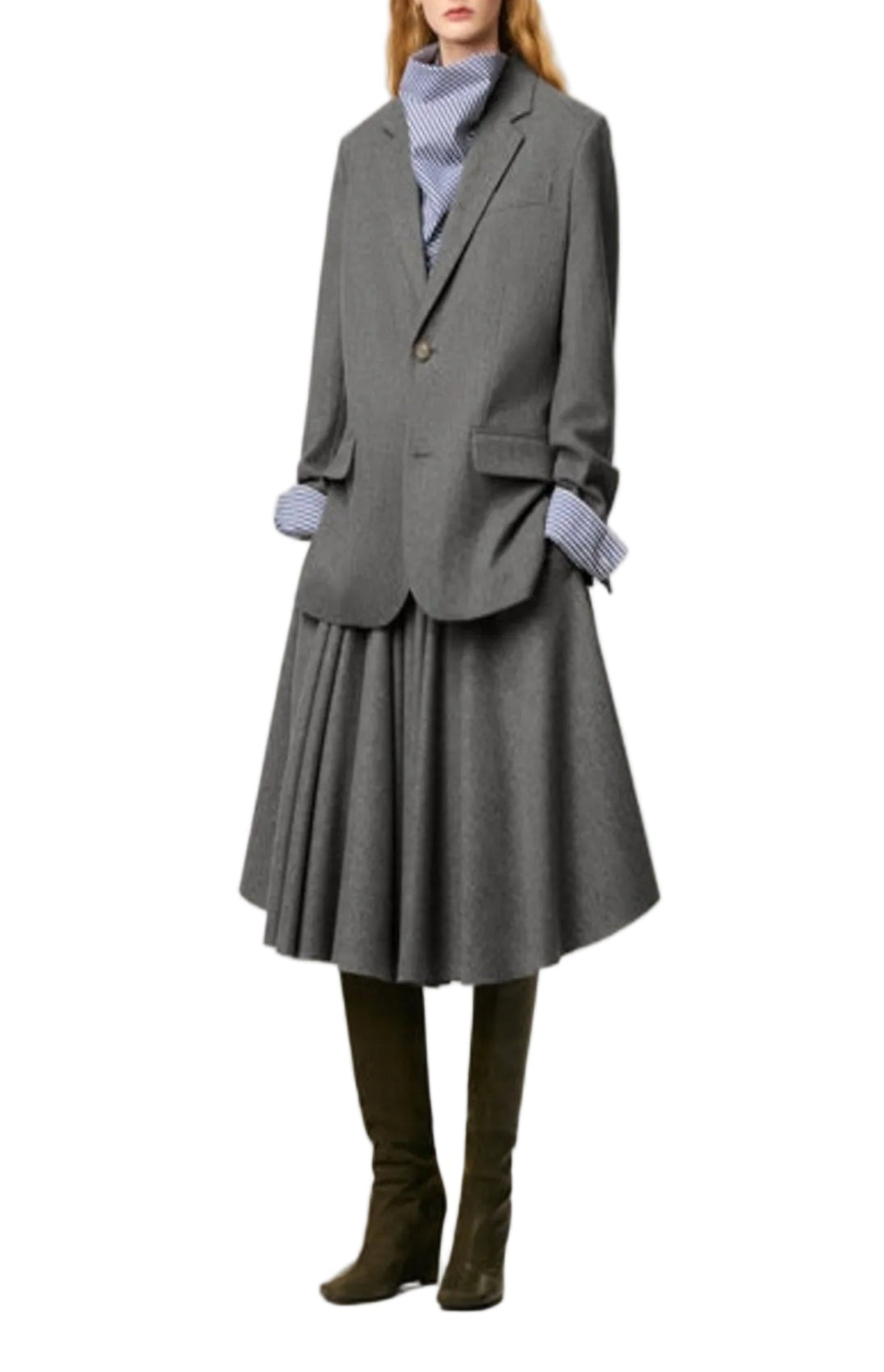 Cargar imagen en el visor de la galería, Grey Wool Loose Single Breasted Jacket