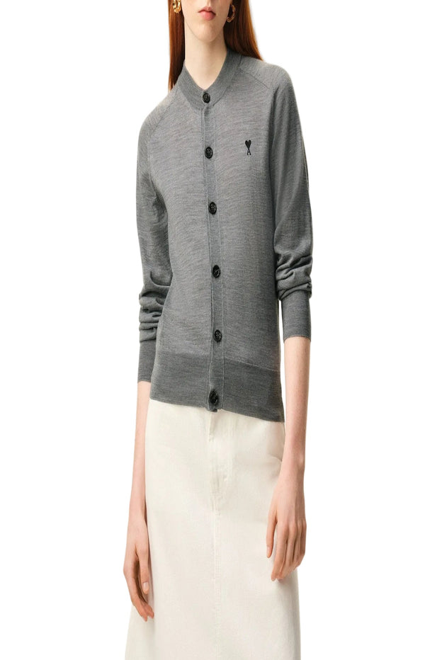 Load image into Gallery viewer, Grey Wool Crewneck Ami De Coeur Cardigan