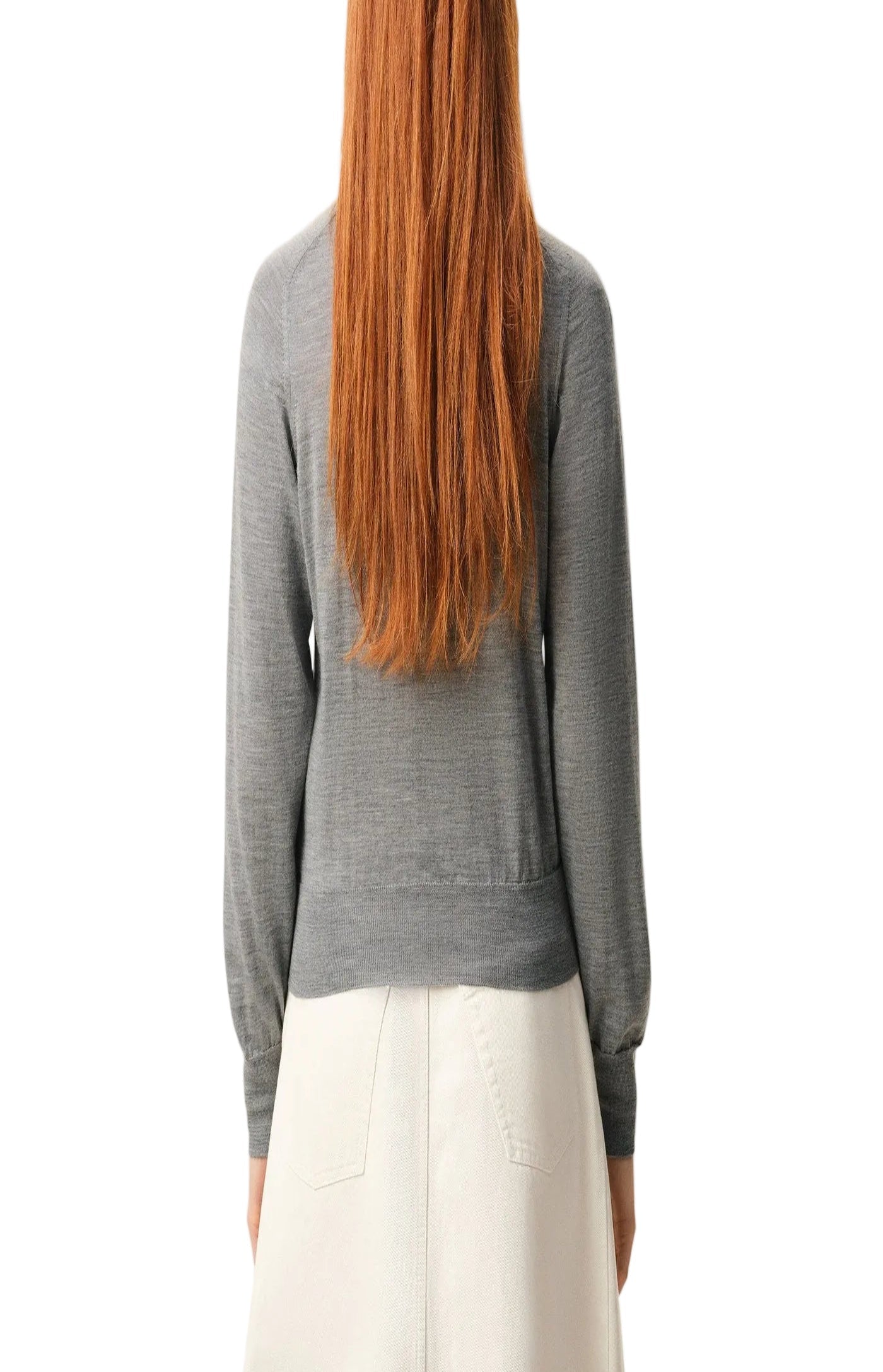 Cargar imagen en el visor de la galería, Grey Wool Crewneck Ami De Coeur Cardigan