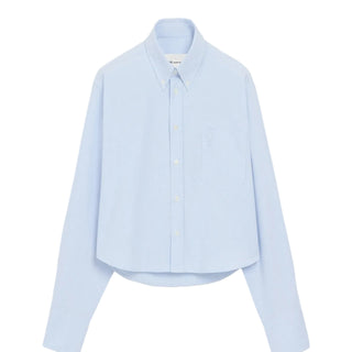 Blue Cotton Cropped Embossed Ami De Coeur Shirt