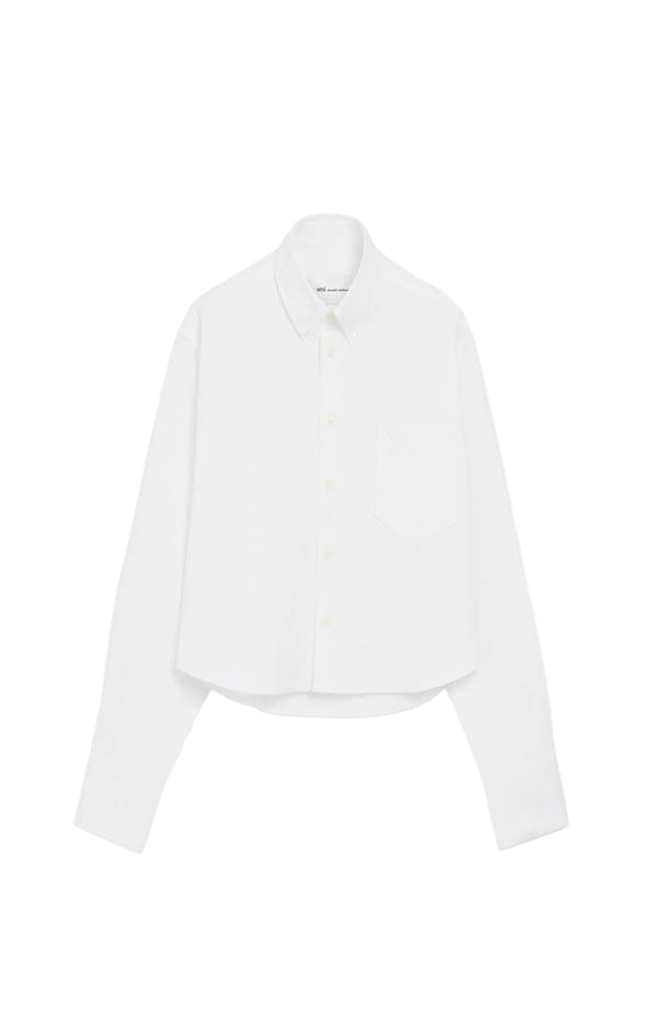 Load image into Gallery viewer, White Cotton Cropped Embossed Ami De Coeur Shirt