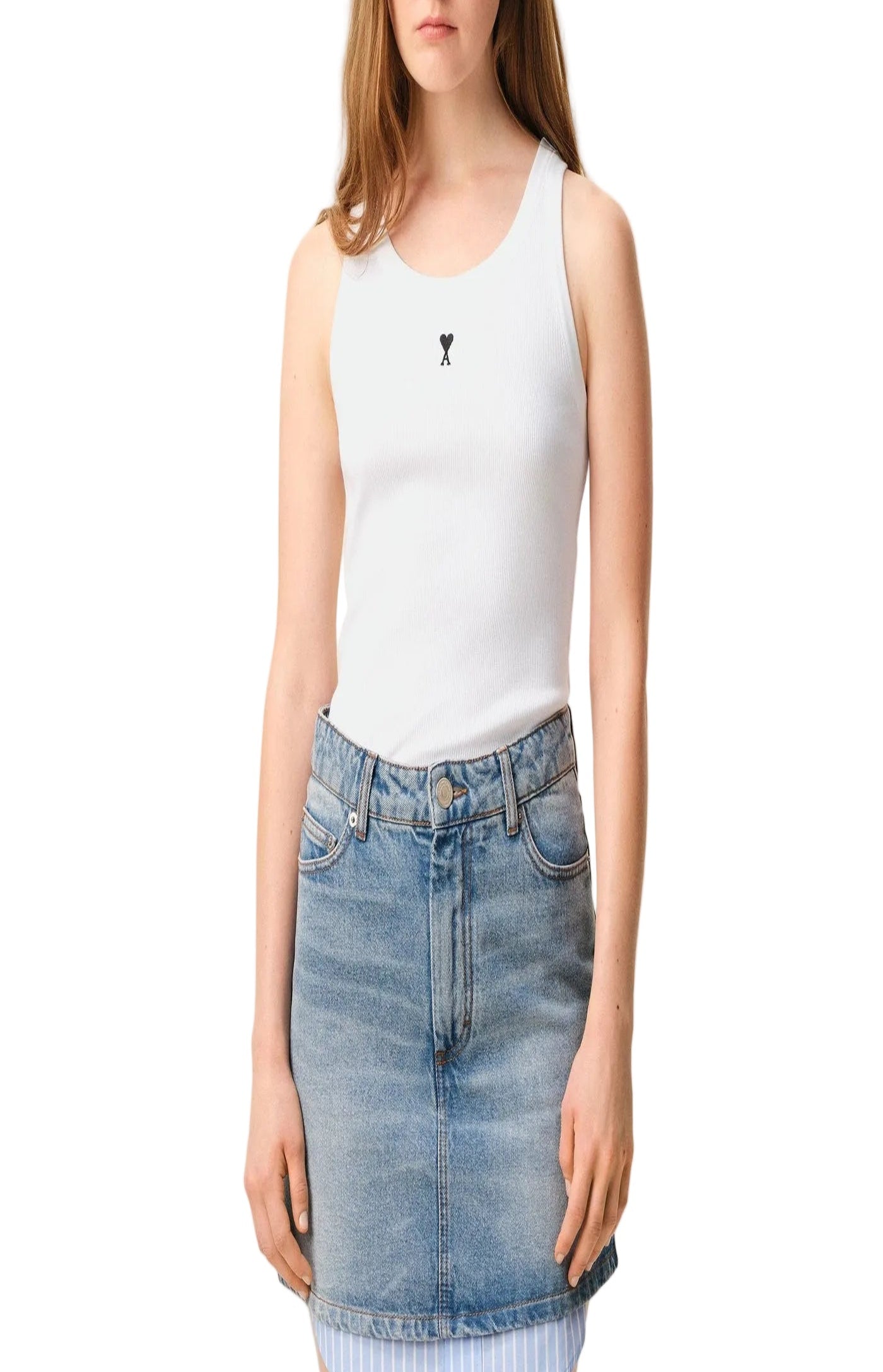 Load image into Gallery viewer, White Cotton Ami De Coeur Tanktop