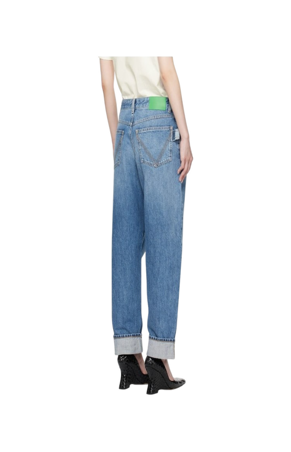 Load image into Gallery viewer, Vintage indigo denim turn-up hem trousers