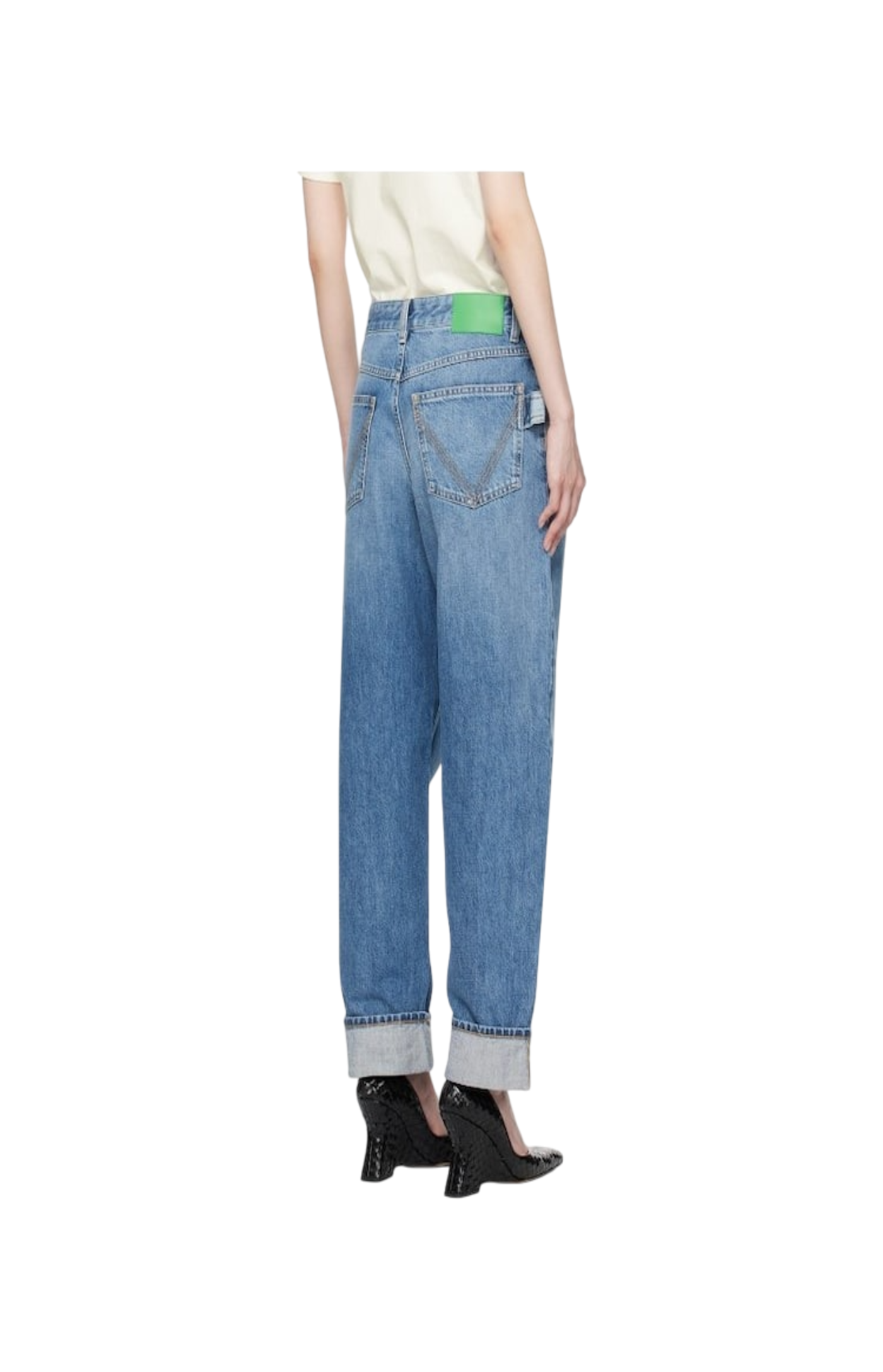 Cargar imagen en el visor de la galería, Vintage indigo denim turn-up hem trousers
