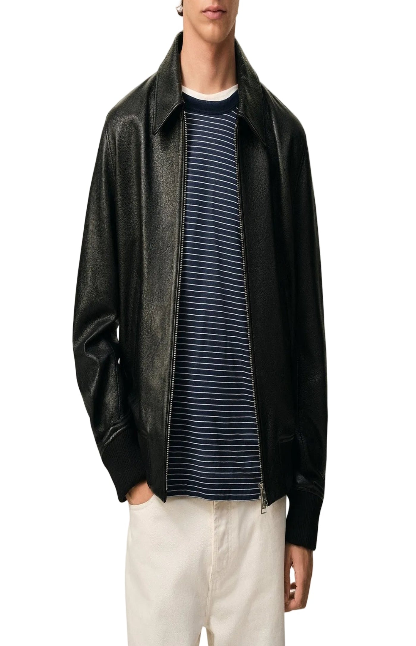 Cargar imagen en el visor de la galería, Black Lamb Leather Zipped Jacket