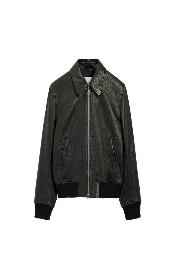Charger l'image dans la galerie, Black Lamb Leather Zipped Jacket