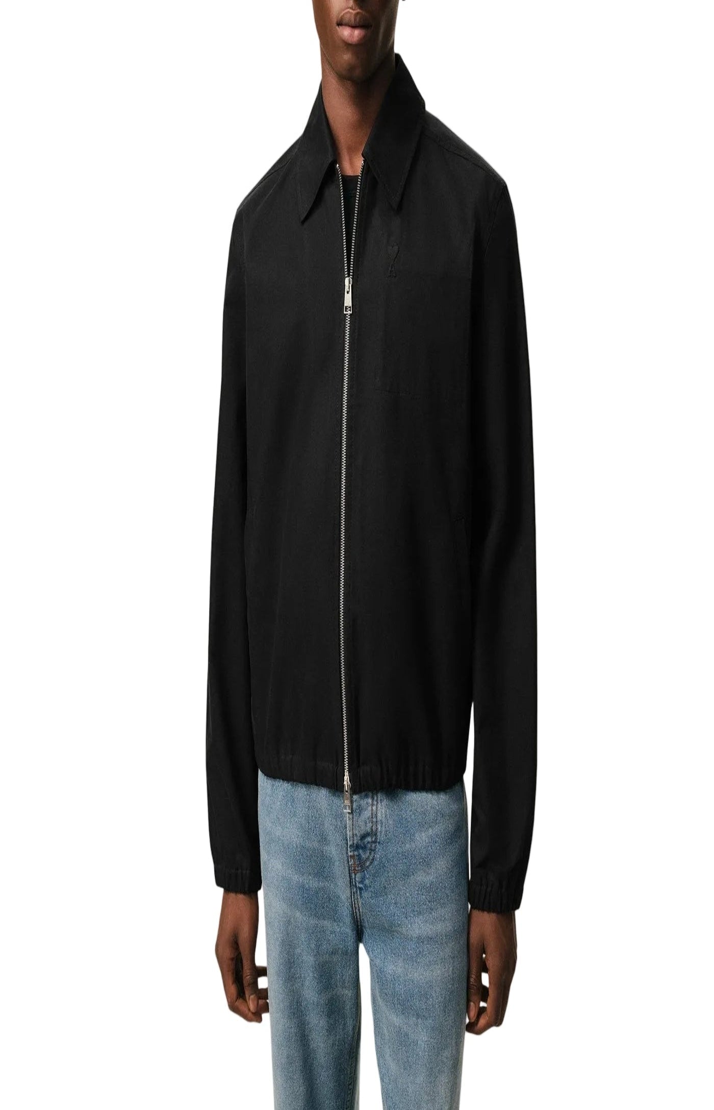 Cargar imagen en el visor de la galería, Black Cotton Ami De Cœur Zipped Jacket