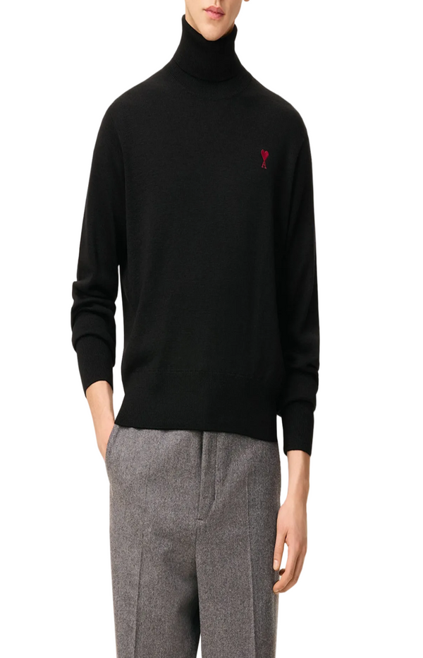 Cargar imagen en el visor de la galería, Black Wool Ami De Coeur Turtle Neck Sweater