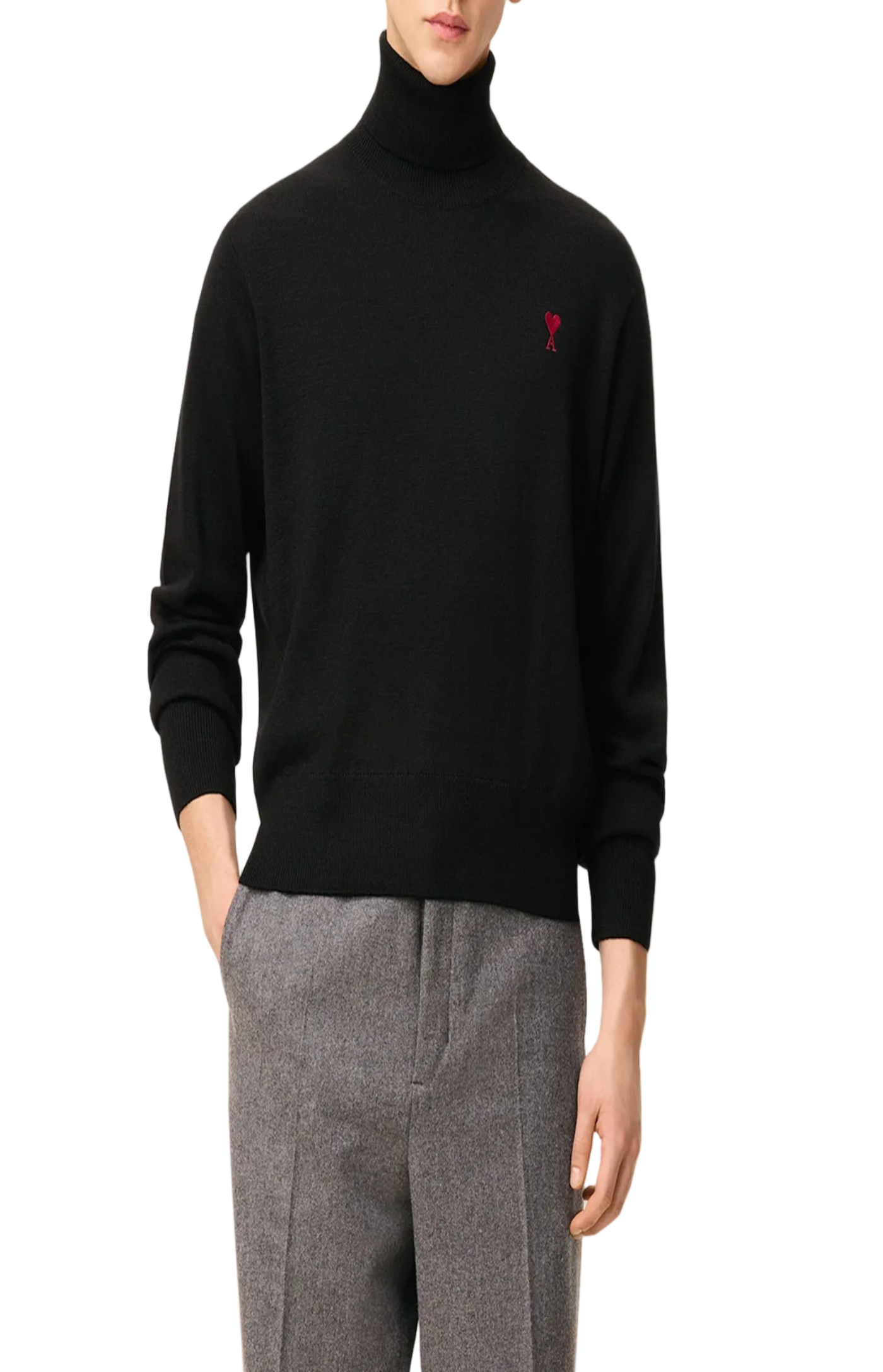 Cargar imagen en el visor de la galería, Black Wool Ami De Coeur Turtle Neck Sweater