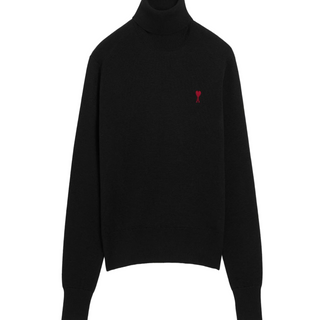 Black Wool Ami De Coeur Turtle Neck Sweater