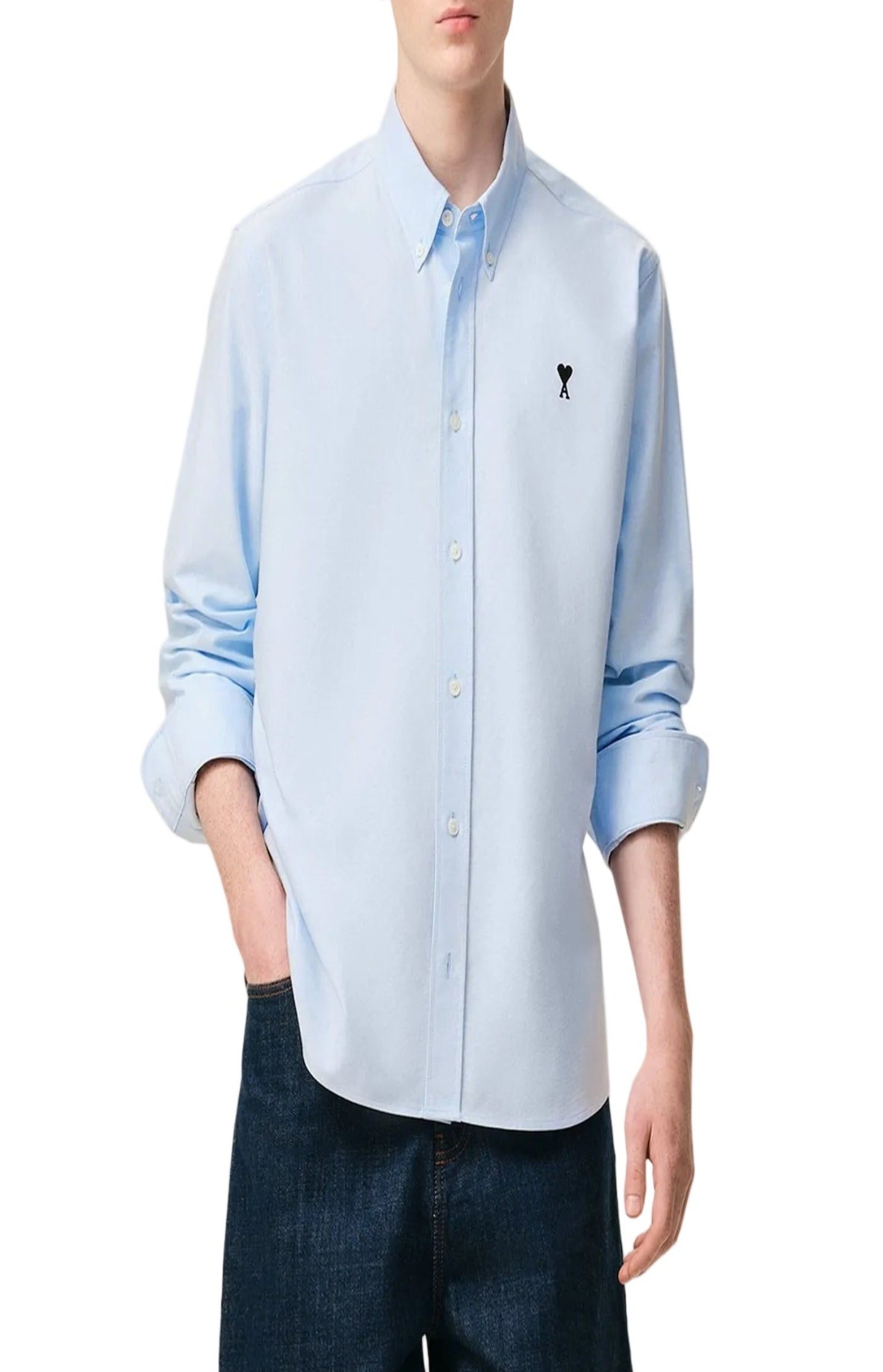 Load image into Gallery viewer, Blue Cotton Ami De Coeur Oxford Shirt